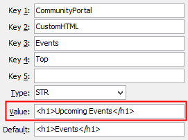 Events Top configuration setting