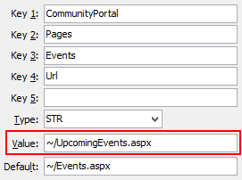 Events Url configuration setting