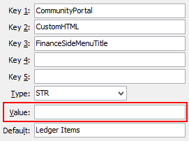FinanceSideMenuTitle configuration setting