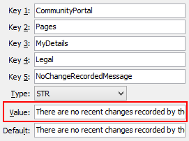 LegalNoChangeRecordedMessage configuration setting