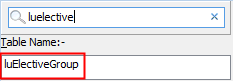 luElectiveGroup lookup table (search, cut-down)