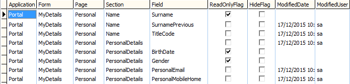 luFormItems lookup table