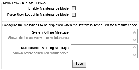 Maintenance settings (Portal maintenance mode)