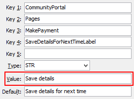 MakePayment - SaveDetailsForNextTimeLabel configuration setting
