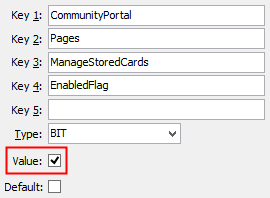 ManageStoredCards - EnabledFlag configuration setting