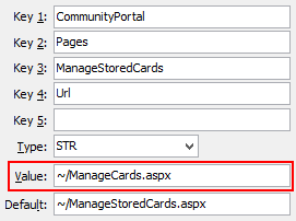 ManageStoredCards - URL configuration setting
