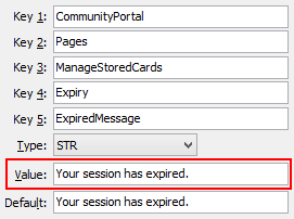 ManageStoredCardsExpiredMessage configuration setting