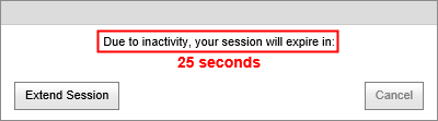 Manage stored cards session warning example (portal)
