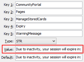 ManageStoredCardsWarningMessage configuration setting