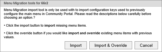 Menu migration tools for 66r2 window