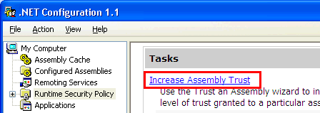 Microsoft (dot)NET Framework Configuration (cut down, Increase Assembly Trust)