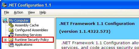 Microsoft (dot)NET Framework Configuration (cut down, Runtime Security Policy)