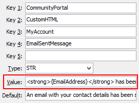 MyAccount - EmailSentMessage configuration setting