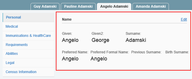 My Details form (Section highlighted)