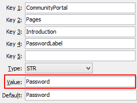 PasswordLabell configuration setting