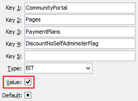 PaymentPlans - DiscountNoSelfAdministerFlag configuration setting