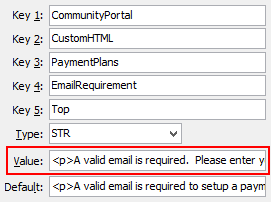 PaymentPlans - EmailRequirement configuration setting