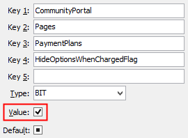 PaymentPlans - HideOptionsWhenChargedFlag configuration setting