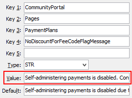 PaymentPlans - NpDiscountForFeeCodeFlagMessage configuration setting