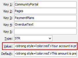PaymentPlans - OverdueText configuration setting