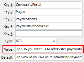 PaymentPlans - PaymentMethodsText configuration setting