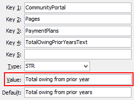 PaymentPlans - TotalOwingPriorYearsText configuration setting