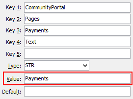 Payments - Text configuration setting