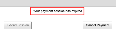 Payment session expired message example (portal)