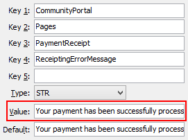 Receipt error message configuration setting