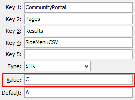 Results SideMenuCSV configuration setting