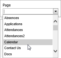Selecting page (HTML Editor sub-tab)