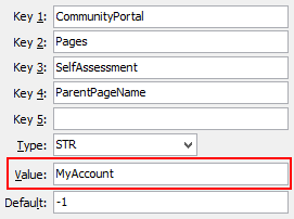 SelfAssessment - ParentPageName configuration setting