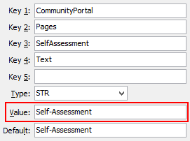 SelfAssessment - Text configuration setting