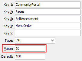 SelfAssessments - MenuOrder configuration setting