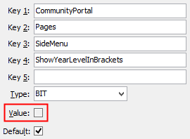 SideMenu ShowYearLevelInBrackets configuration setting