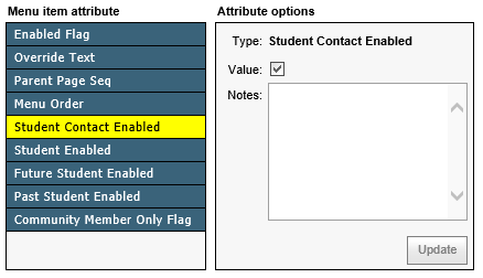 Student Contact Enabled menu item attribute