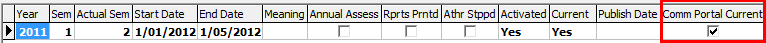 Student File Term Maintenance (cut down, grid area, comm portal current highlighted)