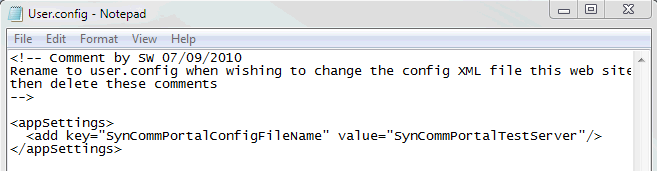 User config file for community portal