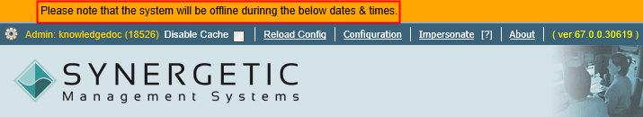 Warning message (Maintenance Mode, Portal)