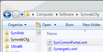 Windows Explorer - navigate to the SynwebCfg directory