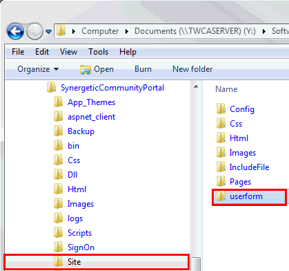 Windows Explorer - SynergeticCommunityPortal - Site - Userform folder