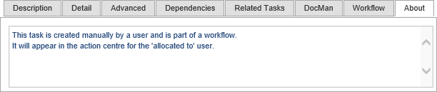Action Centre - About sub-tab (synweb)