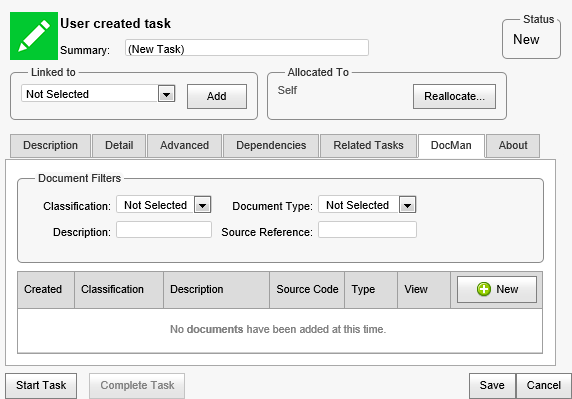 Action Centre - DocMan tab (synweb)