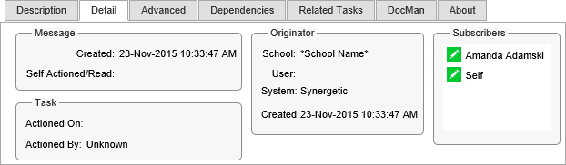 Action Centre bar - Detail sub-tab (synweb)