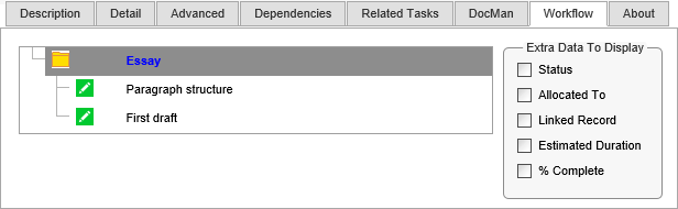 Action Centre bar - Workflow sub-tab (synweb)