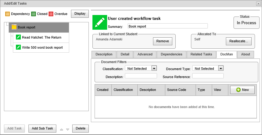 Add Edit Tasks - DocMan tab (synweb)