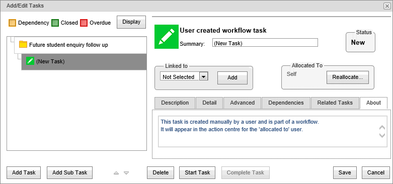 Add Edit Tasks window - About tab (synweb)