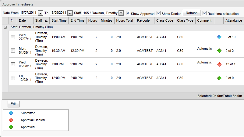 Approve Timesheets (TimesheetsSeq column, SynWeb)
