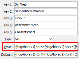 AssessmentArea ColumnHeader configuration setting