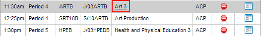 Attendance Maintenance Search (grid area, cut down)